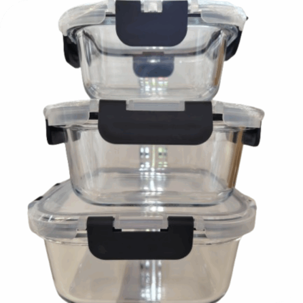 H CONTENEDOR VIDRIO SET 6 PZAS CUADRADAS TP915-114 (320+500+800ml)